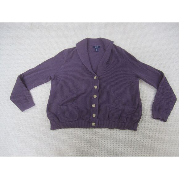Chaps Sweater Womens Medium Purple 6-Button Knit Casual Long Sleeve Cotton‎ - Picture 1 of 7